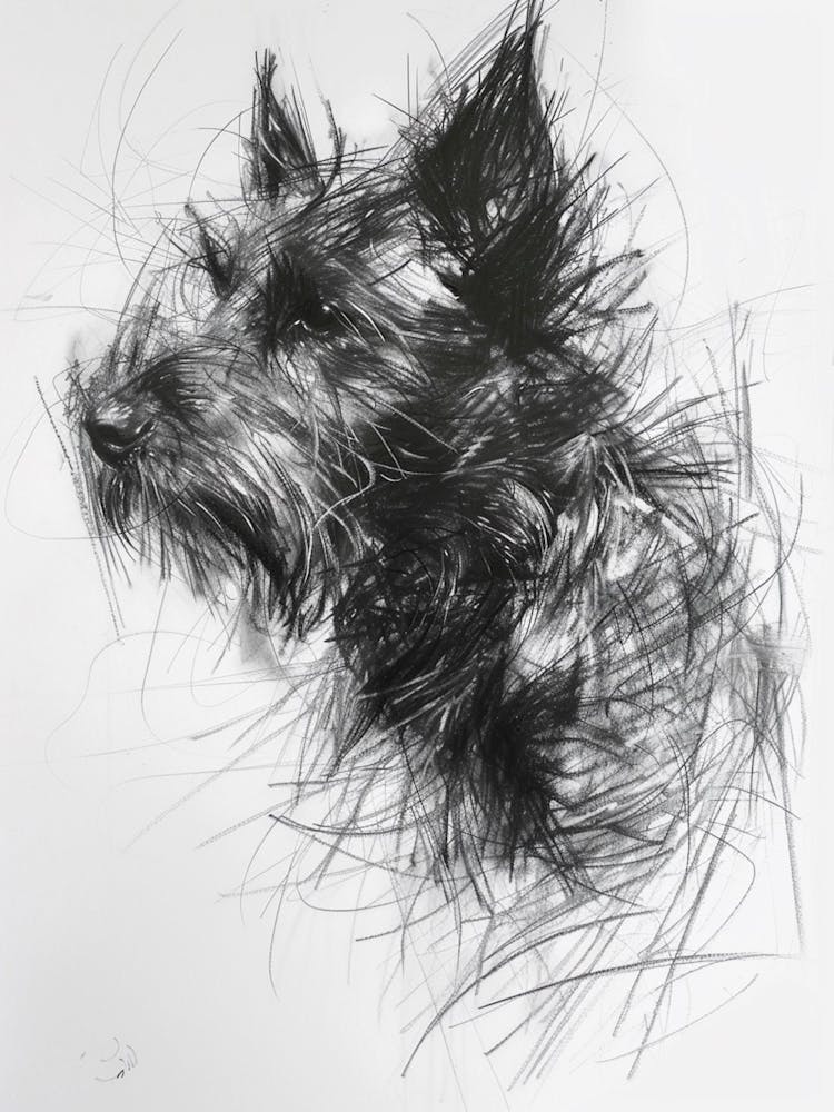 Australian Terrier Dog Charcoal Line 2
