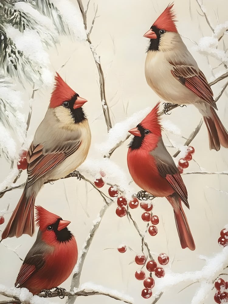 Cardinals In The Snow