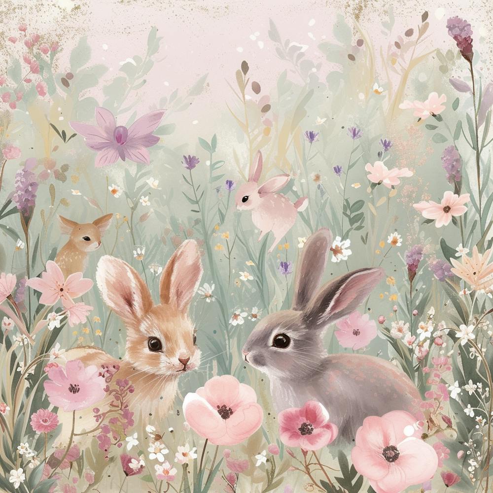 Rabbits In The Meadow