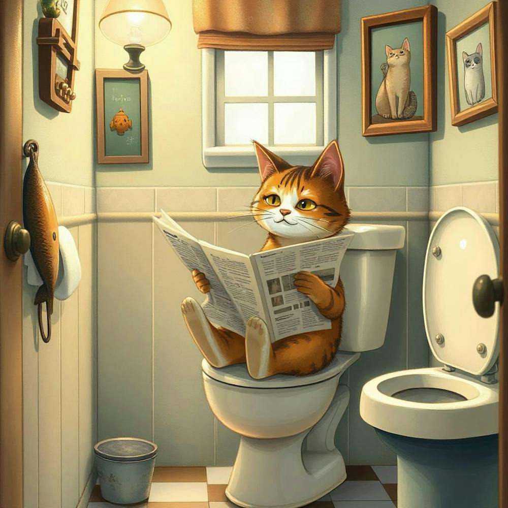 Cat Reading Newspaper 5