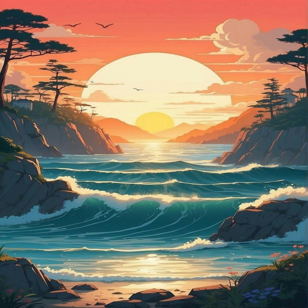 Sunset Landscape Painting