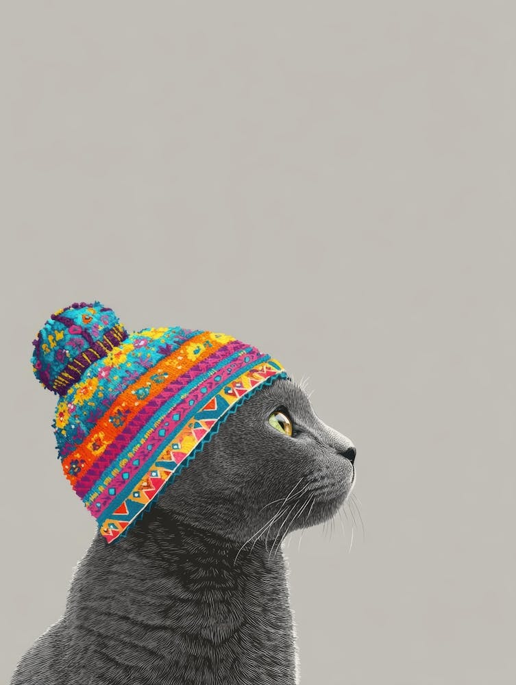 Cat In A Colorful Hat