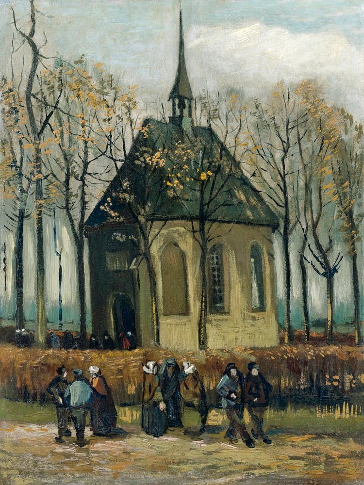 Congregation Leaving The Reformed Church In Nuenen (1884), Vincent Van Gogh