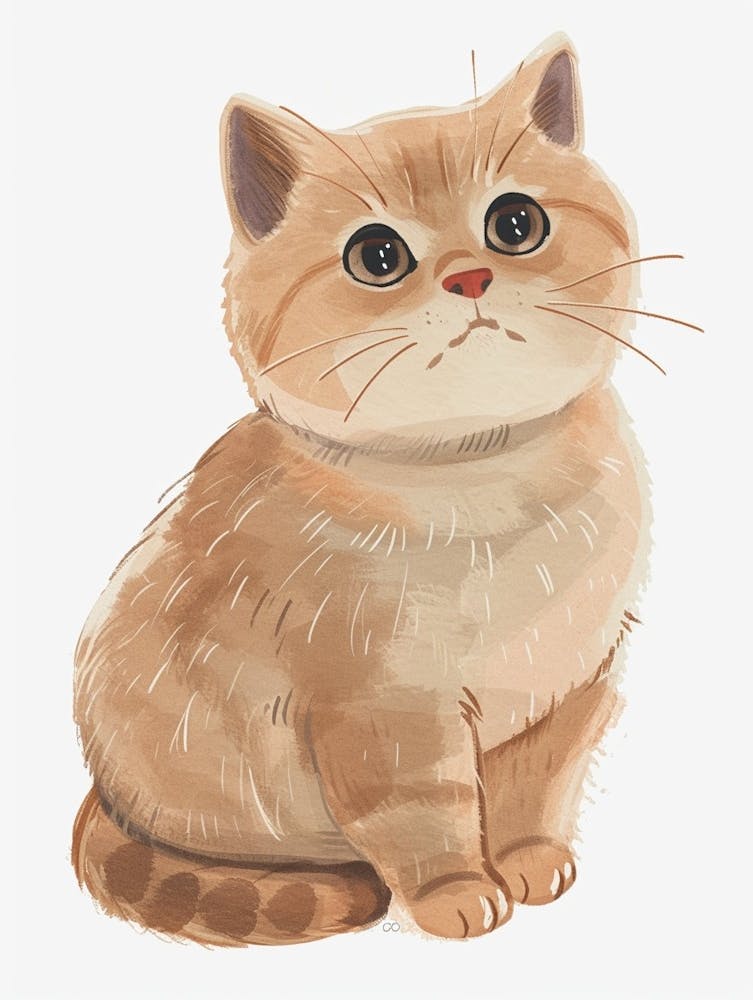 British Shorthair Cat Illustration Clipart 1