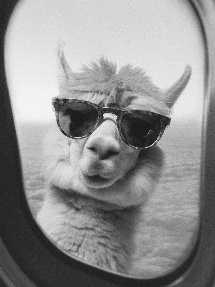 Funny Lama Black And White