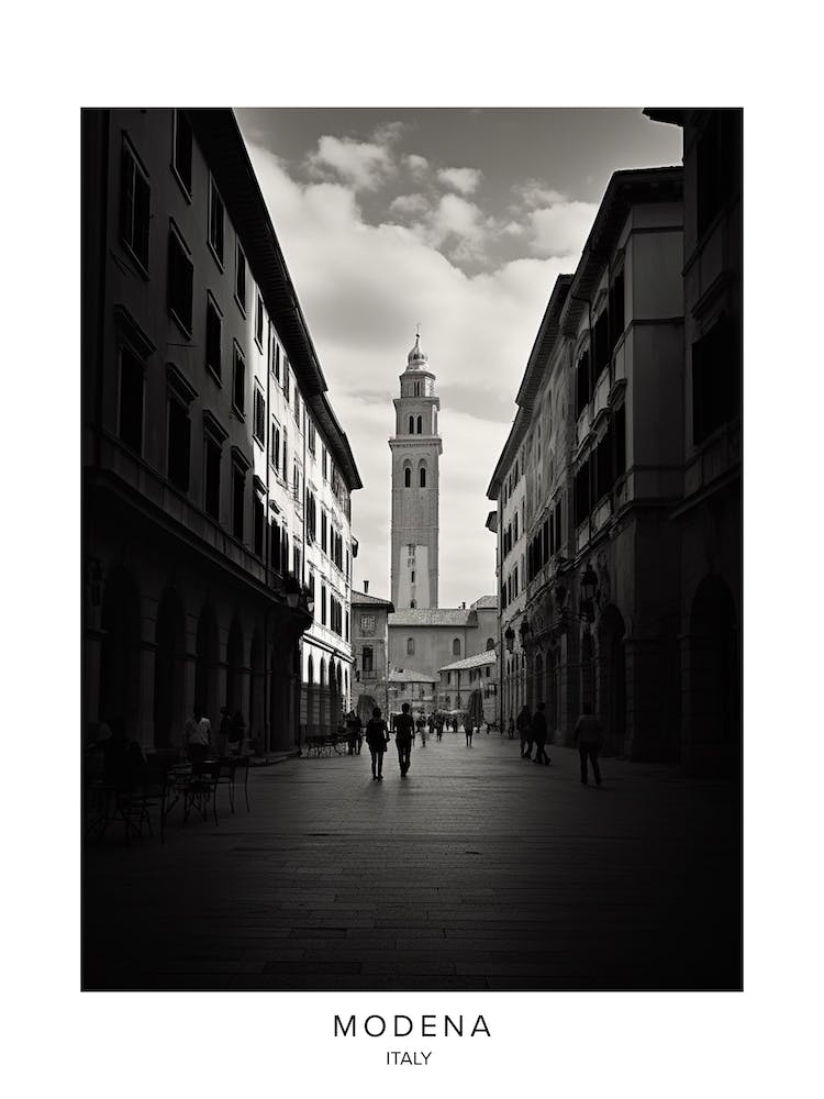 Poster Of Modena, Italy, Black And White Analogue Photography 4