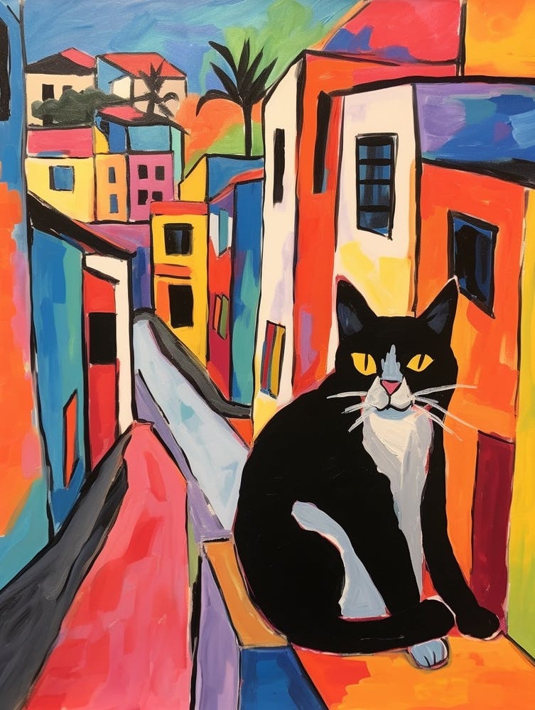 Gemälde einer Katze in Tel Aviv Israel 1