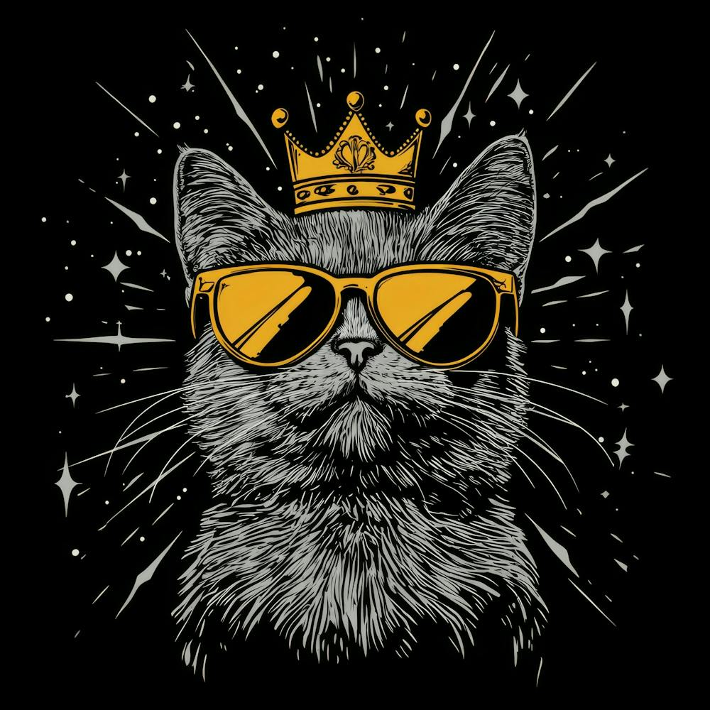 .Generated AI. WallDesign Featuring A Gray Cat With Golden 1