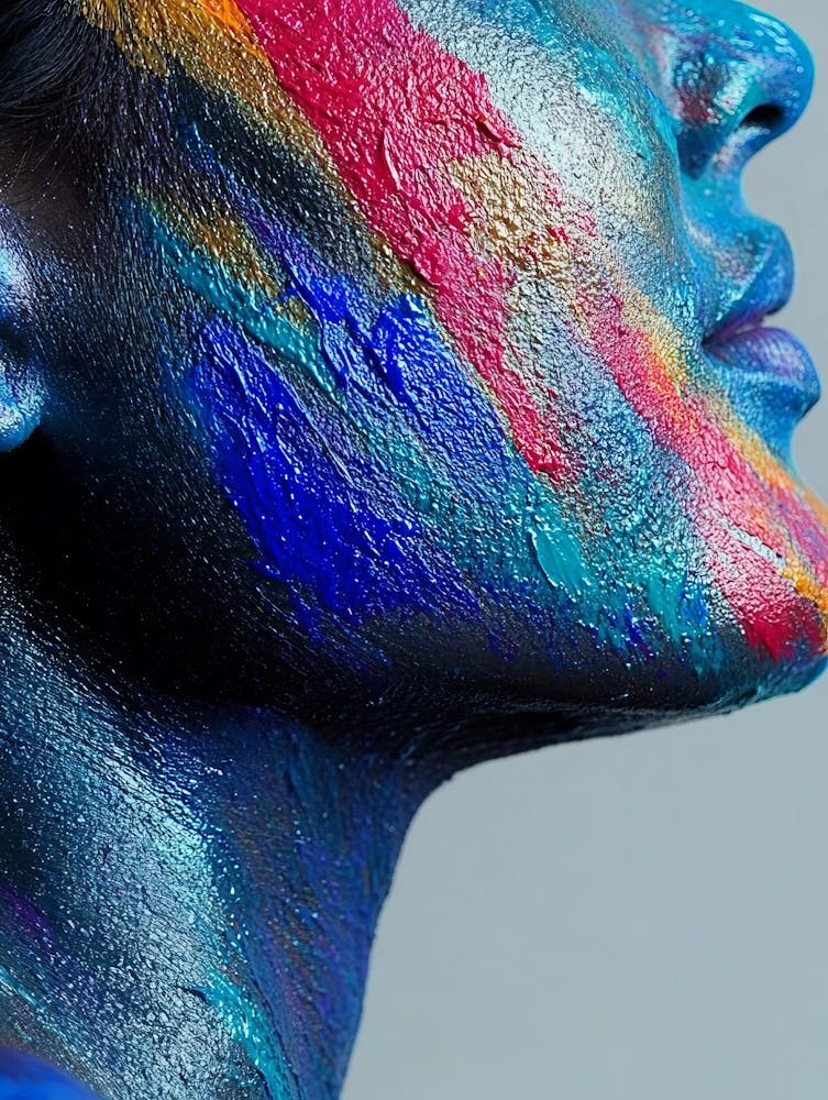 Woman With Colorful Paint On Her Face