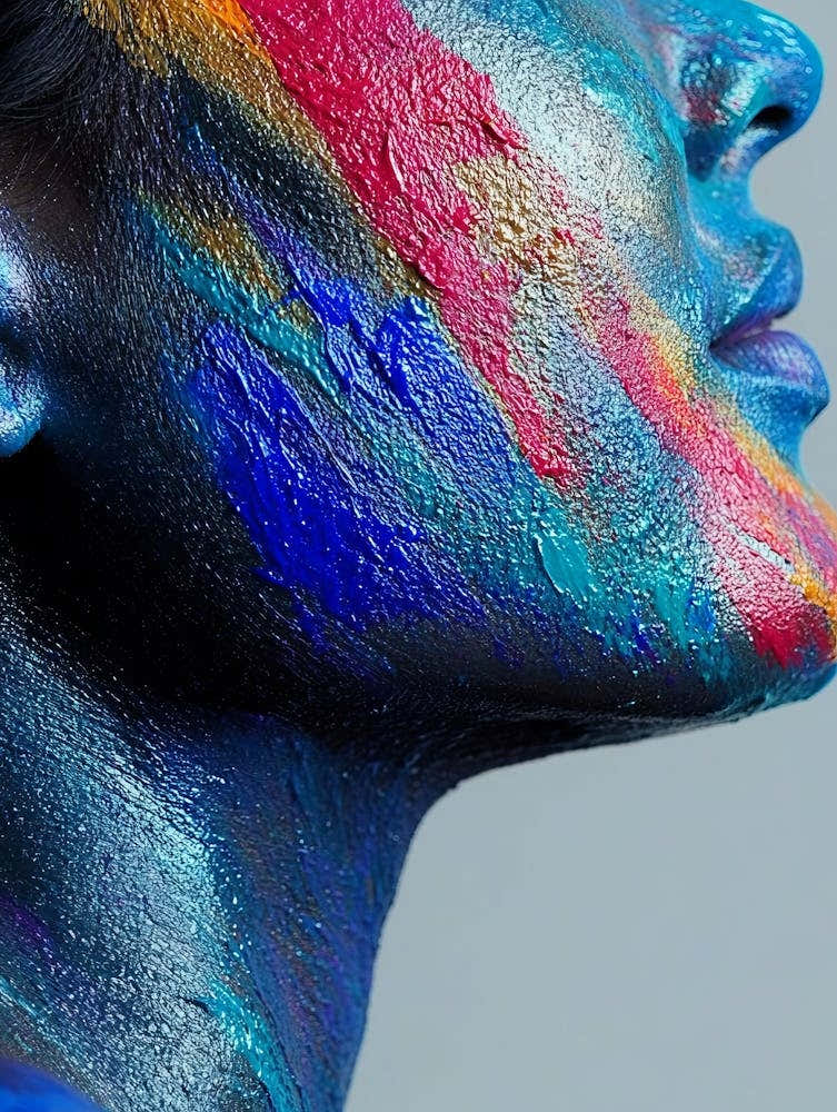 Woman With Colorful Paint On Her Face