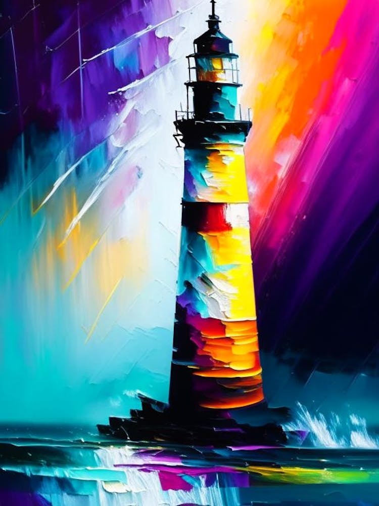 Lighthouse Waterscape Bright Abstract 1