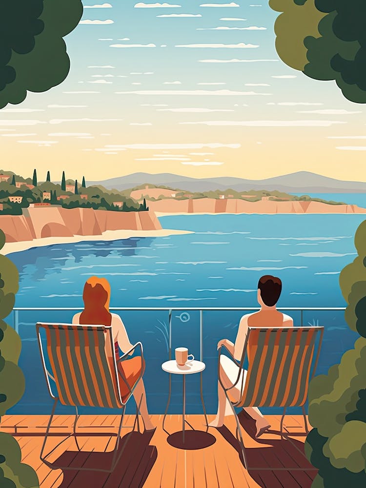 French Riviera, France, Graphic Illustration 1