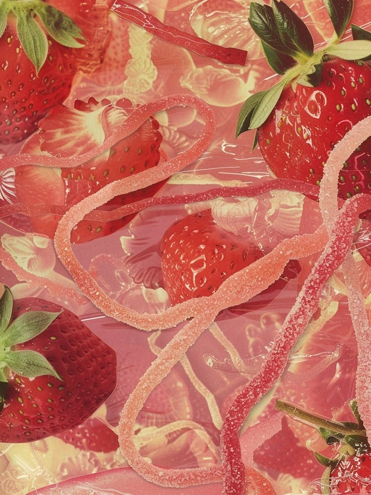 Strawberry Laces Candy Sweets Retro Collage 3