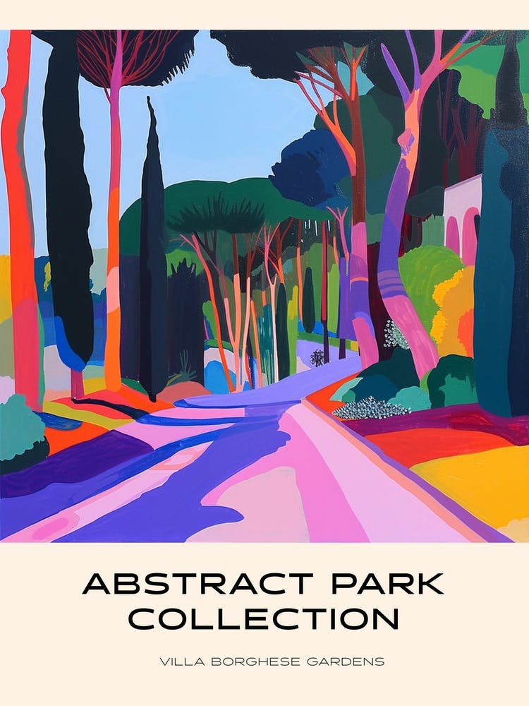 Abstract Park Collection Poster Villa Borghese Gardens Rome 1