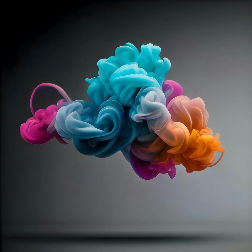 Abstract Long Cloud Of Colourful Smoke On A Grey (1)