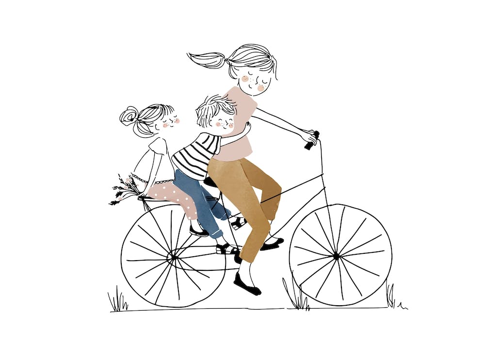 Balade A Velo Fille Et Garcon