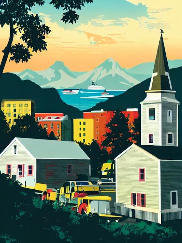Port Of St John'S Canada Vintage Poster harbour