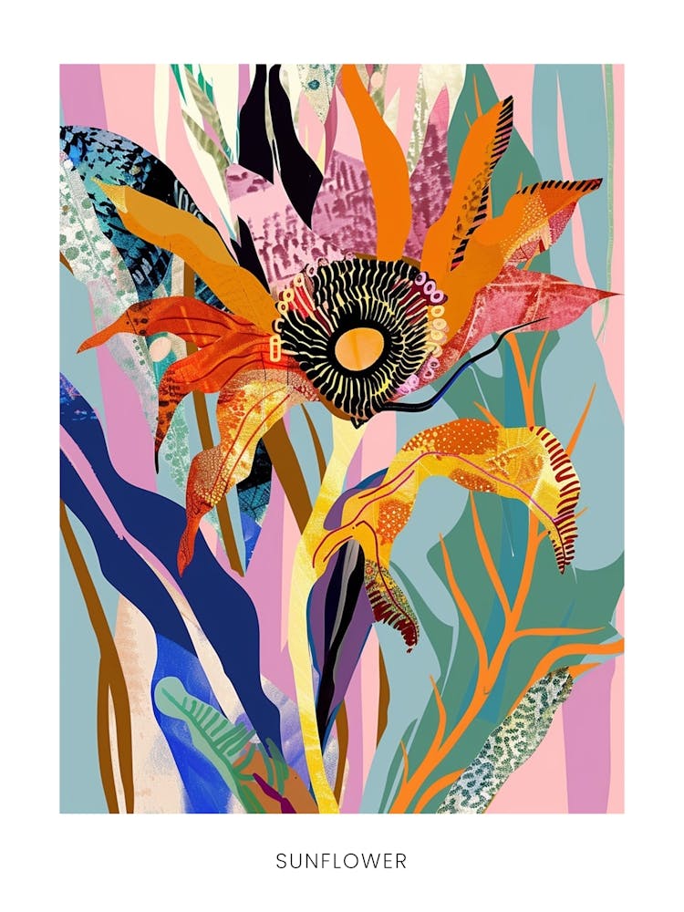 Colourful Flower Illustration Poster Sunflower 4