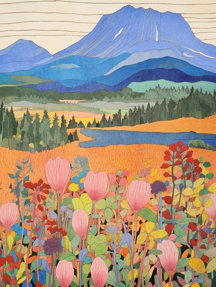 Mount Katahdin Vereinigte Staaten 1 Farbenfrohe Bergillustration