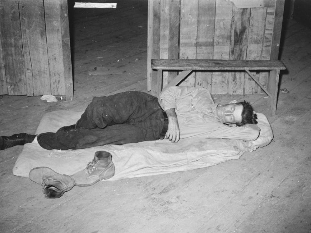 Squatters Asleep On Floor In Warehouse, Caruthersville, Missouri By Russell Lee