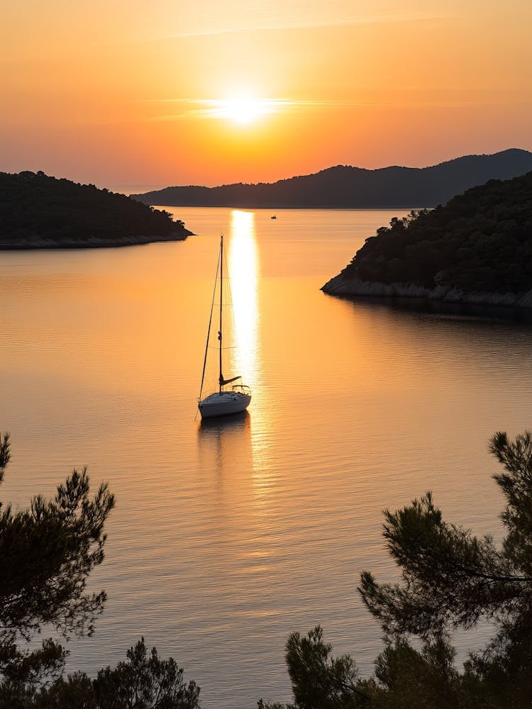 Sunset On A Sailboat