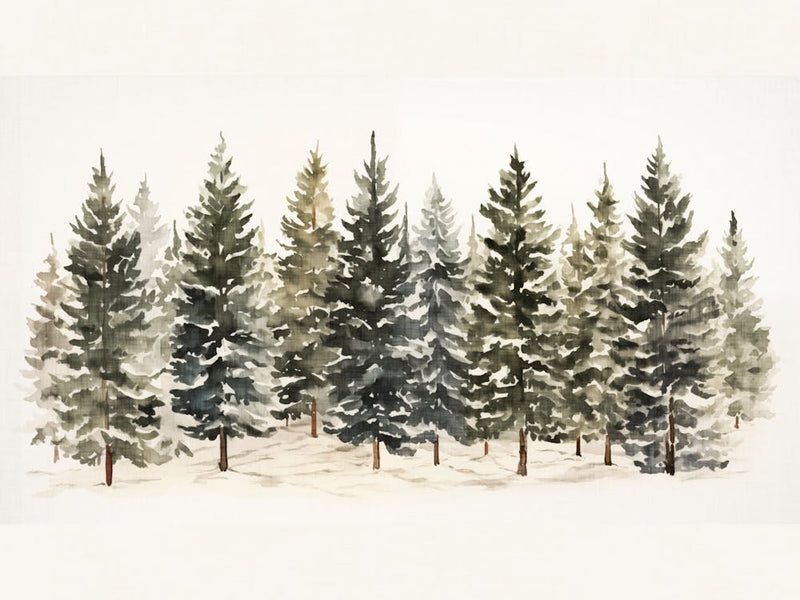 Winter Serenity Watercolor Of Snow Covered Pine Forest