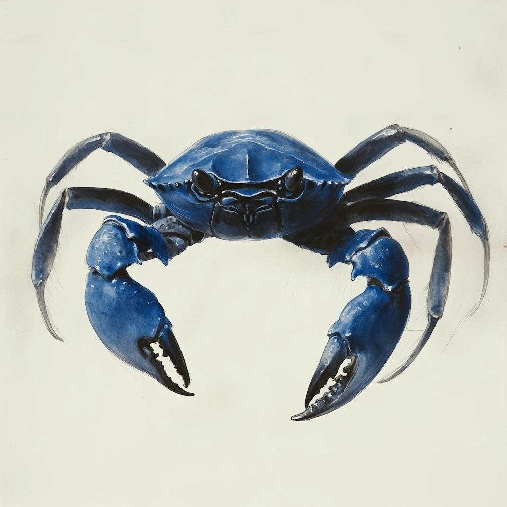 1anamulhaqueanik Blue Crab Vintage Graphic Watercolour Painting