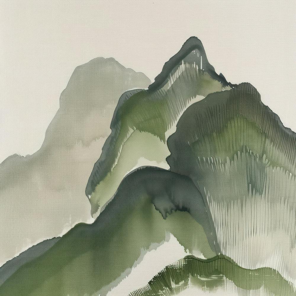 Japanese Watercolour Of Mount Tanigawa 4