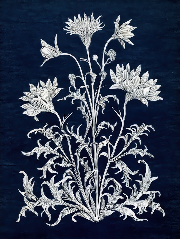 Flowers On A Blue Background