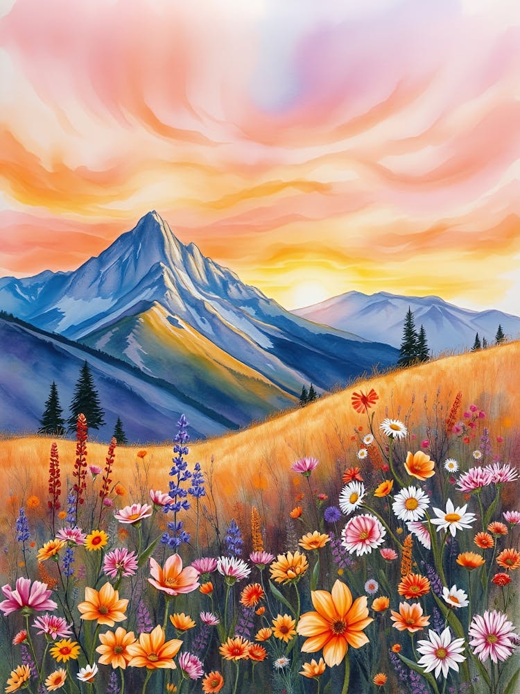 Wildblumen bei Sonnenuntergang