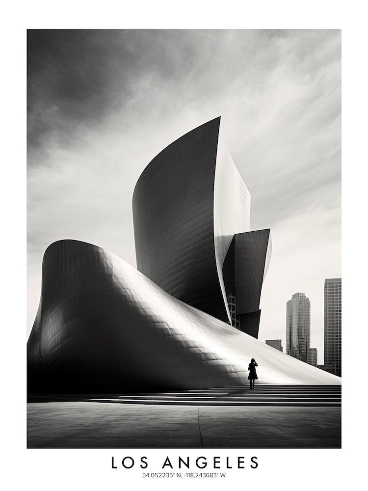 Poster Of Los Angeles, Black And White Analogue Photograph 2