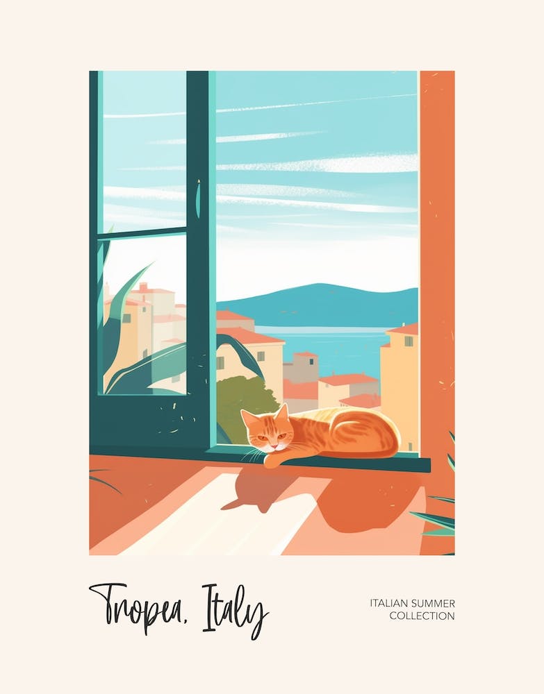 Tropea Cat On A Window 2 Italian Summer Collection