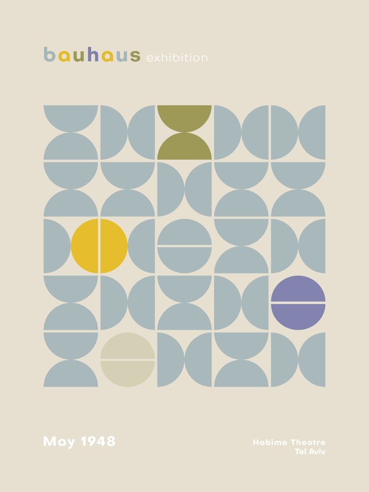 Bauhaus Poster Israel Tel Aviv Kitchen Wall Art Exhibition Poster Geometric Art Minimalist Decor 50s Modern Mcm Mid Century Modern