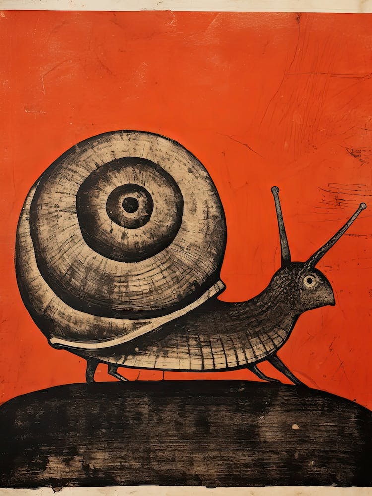 Schnecke, Holzschnitt-Tierzeichnung 3