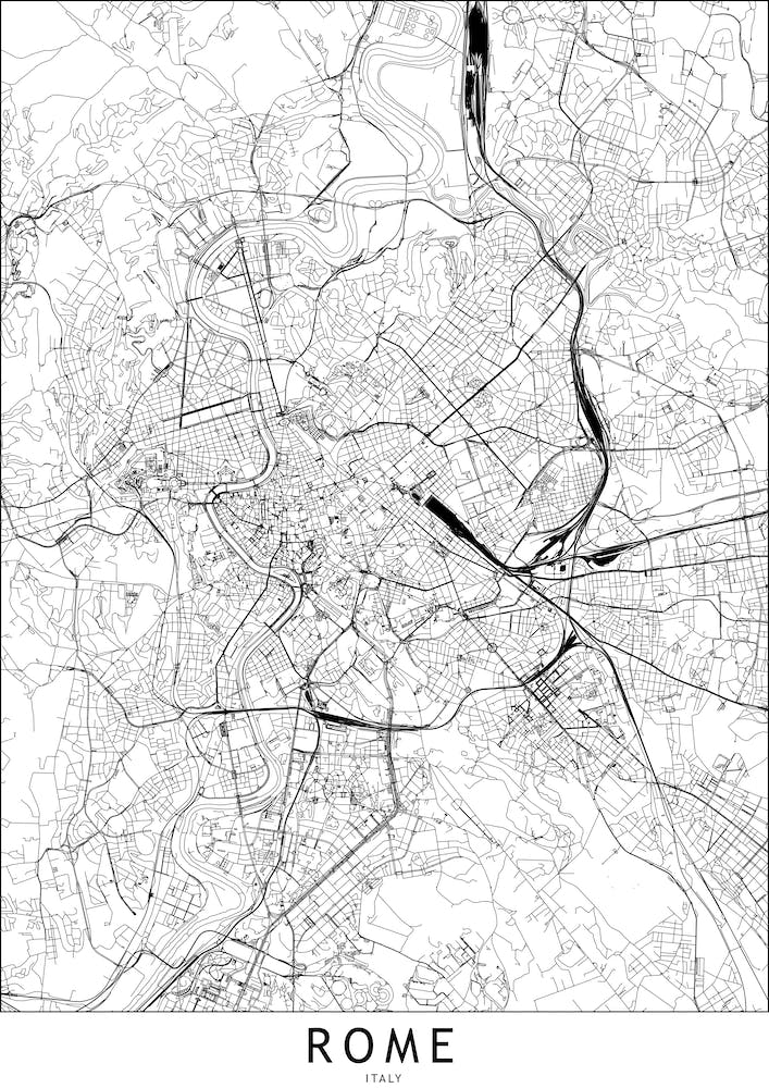 Rome White Map Line