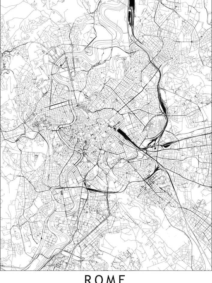 Rome White Map Line