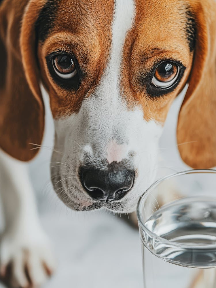 Beagle Drinking Water.Generated AI. Wall