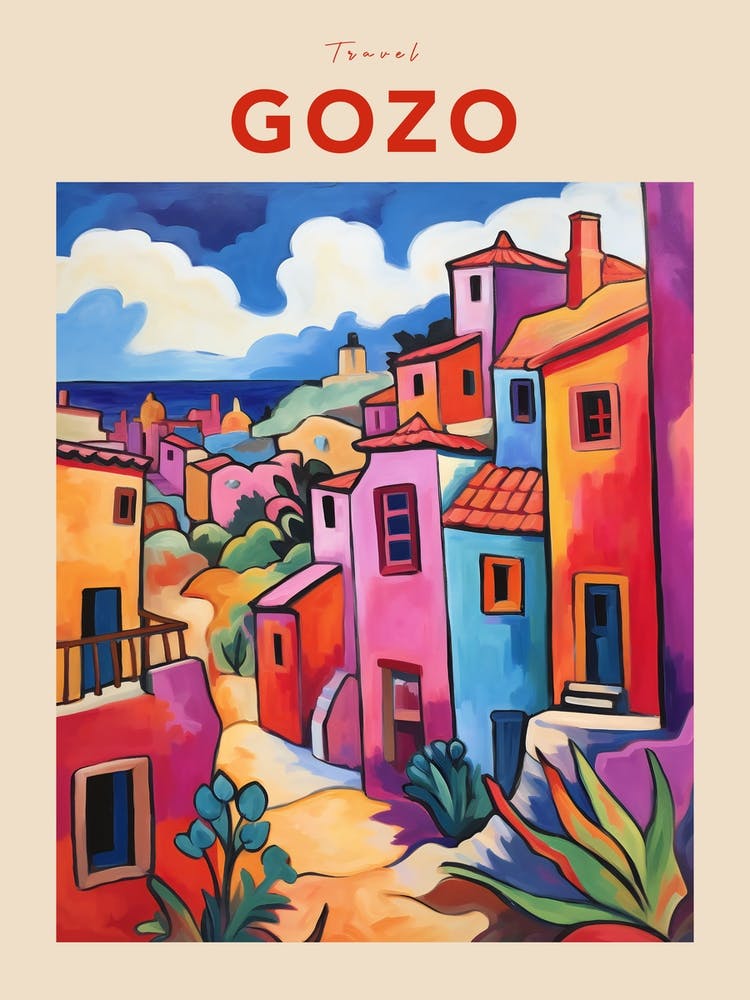 Gozo Malta 3 Fauvist Travel Poster