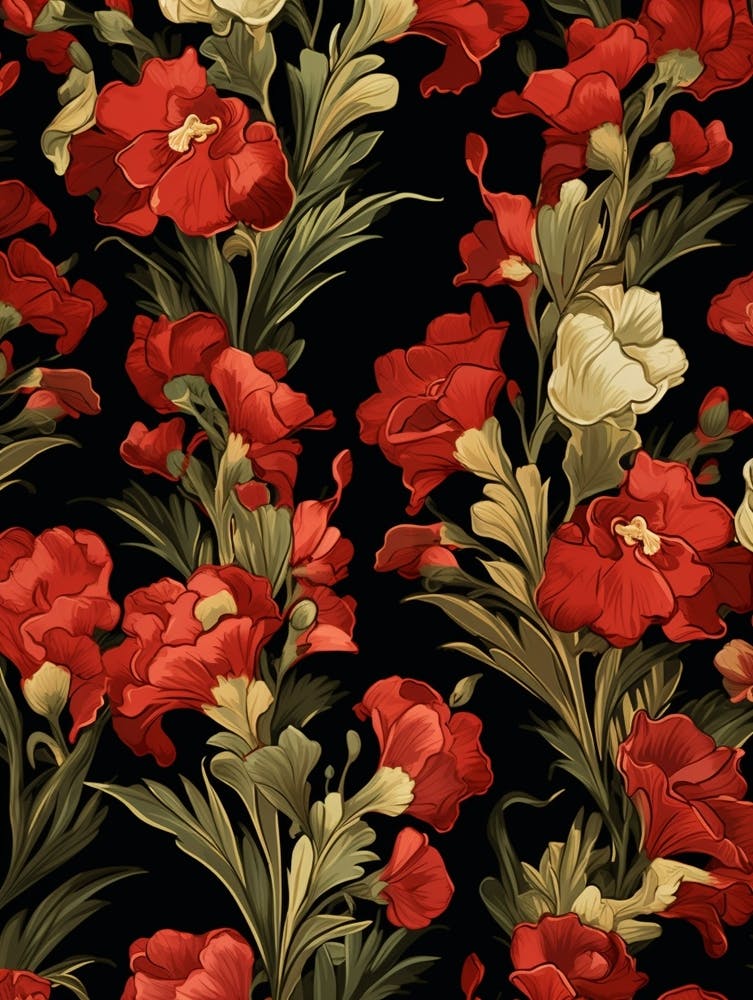 Snapdragon 4 William Morris Style Winter Florals