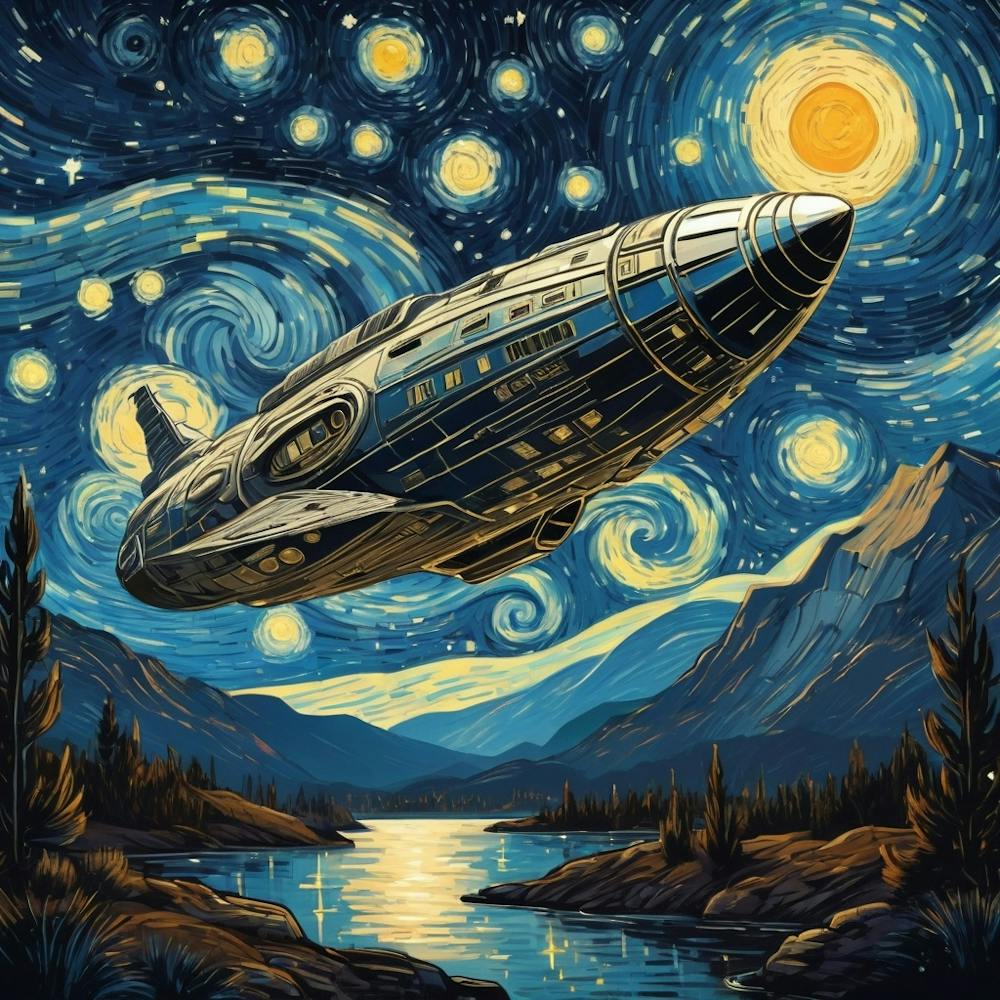 Starship In The Night Sky