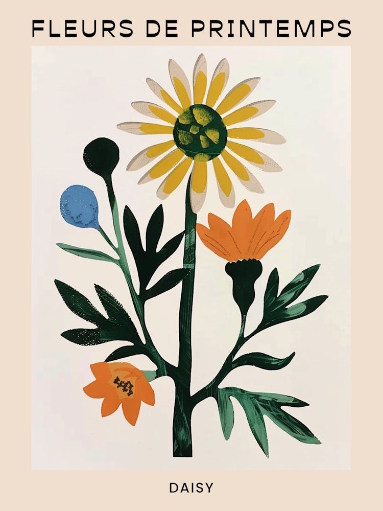 Spring Floral French Poster  Daisy 2