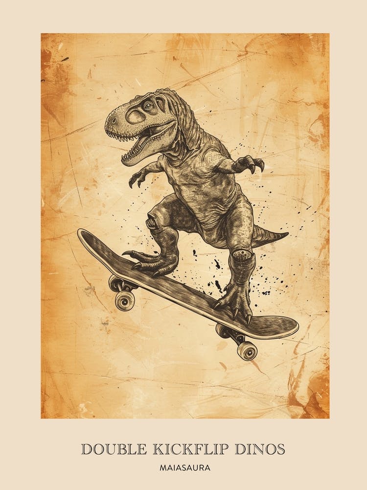 Maiasaura Affiche Dinosaure Vintage 2