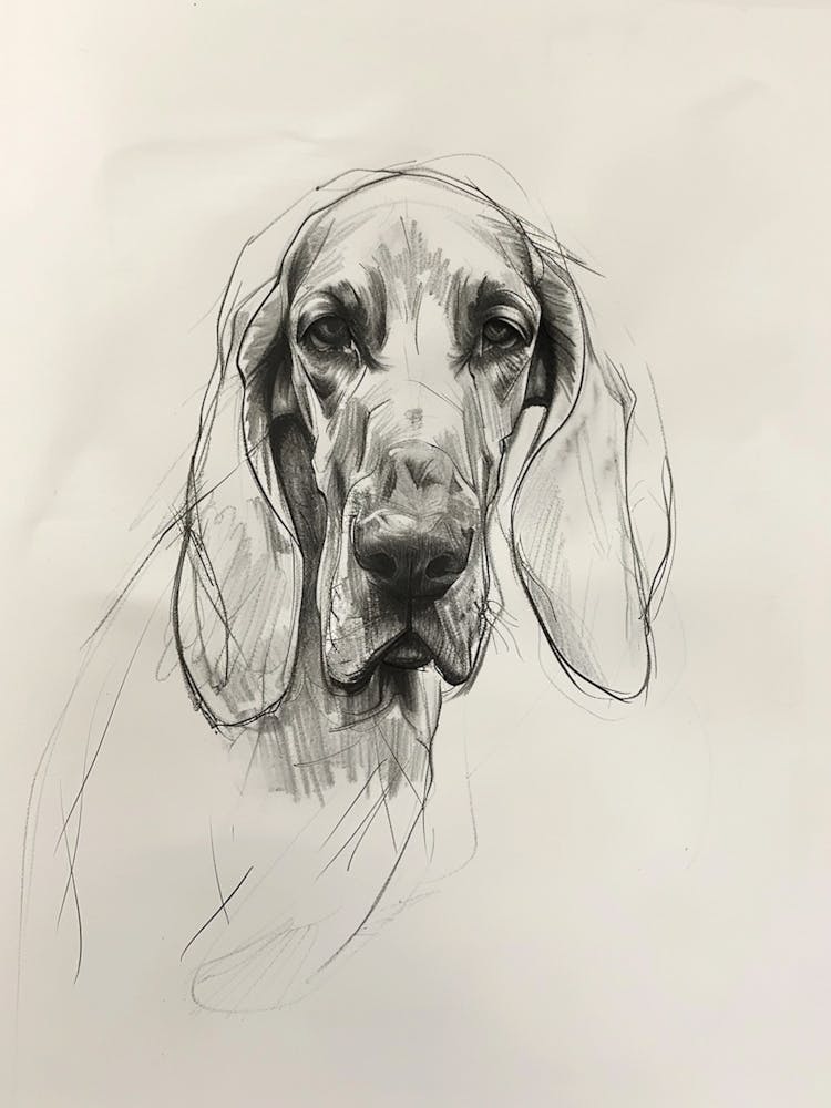 Bloodhound Dog Charcoal Line 1