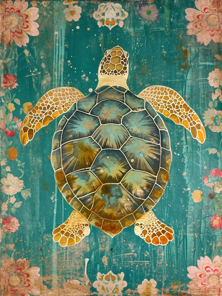 Sea Turtle Textured Collage 3