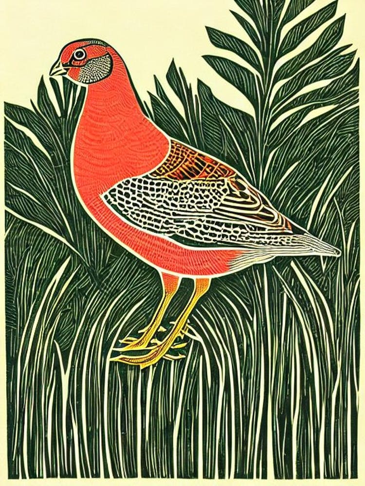 Partridge Linocut Bird