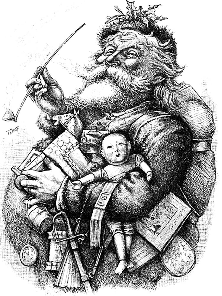 Old Santa Claus, Engraved Illustration
