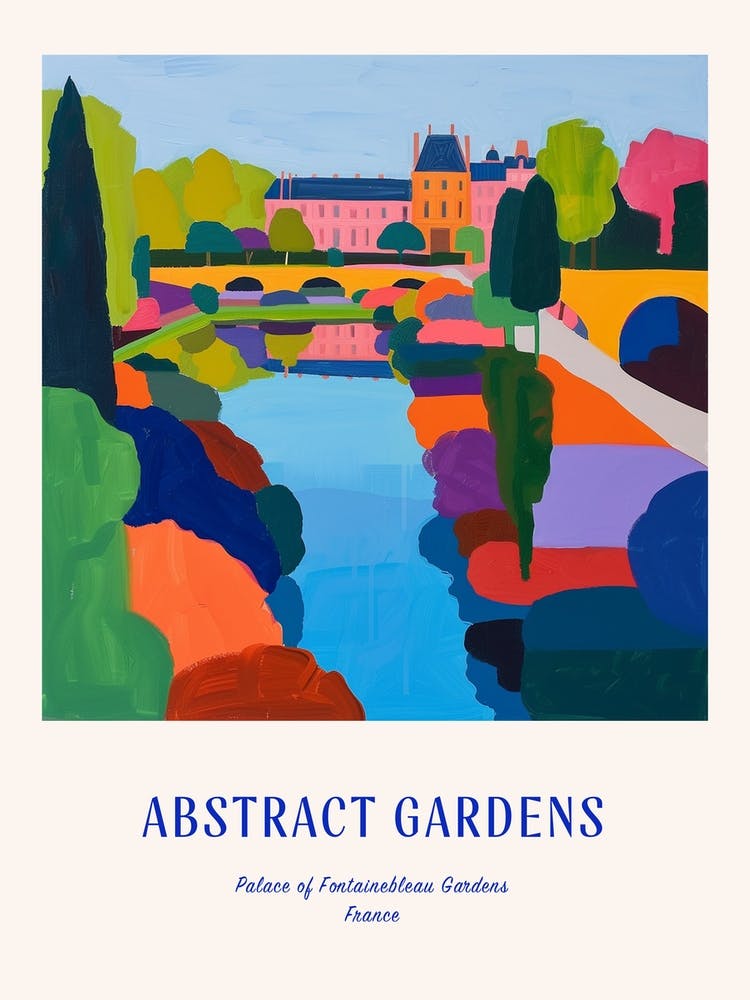 Colourful Gardens Palace Of Fontainebleau Gardens France 3 Blue Poster