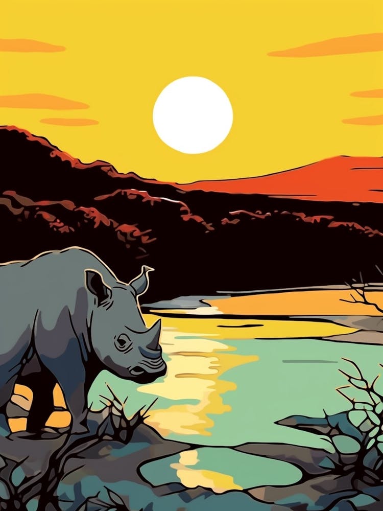 Rhino In The Sunset 2
