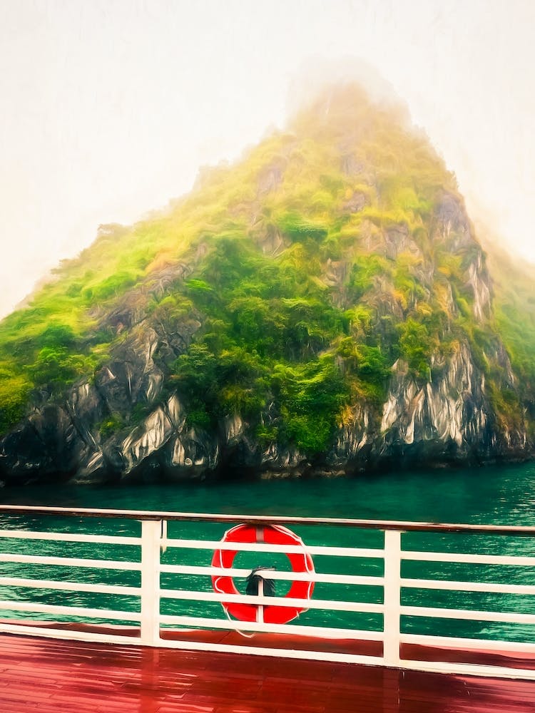 Lifebouy & Island Of Halong Bay Vietnam