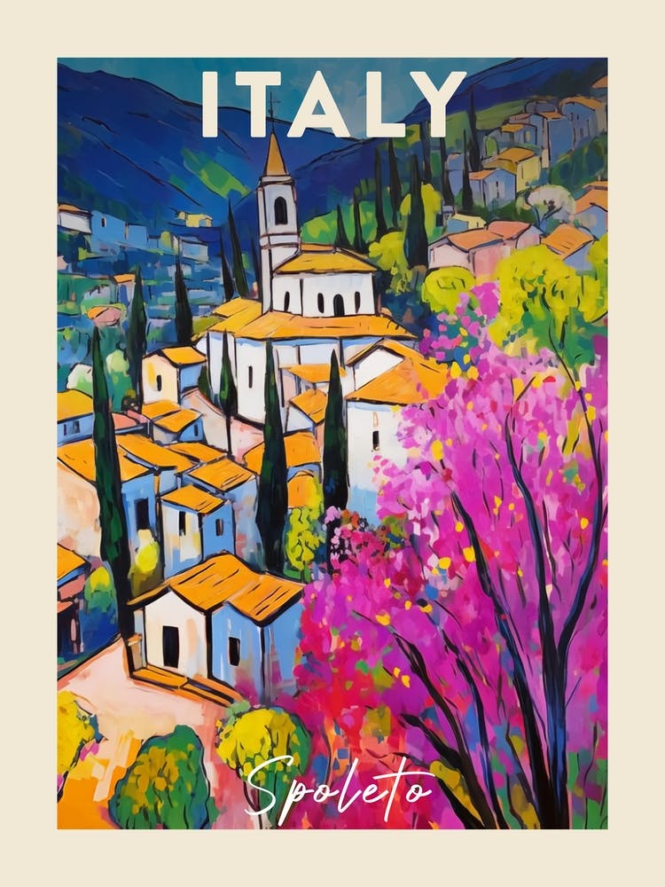 Spoleto Italy 3 Fauvist Painting Travel Poster